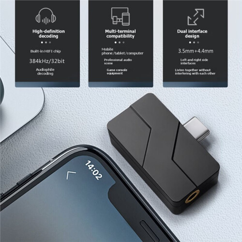 Amplificatore Portatile Ad Alta Fedeltà per Cuffie, da Type-C A 3,5 mm/4,4 mm. 2