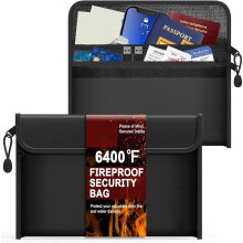 Feuerfester Geldbeutel Bis 6400 F (3320 C), 8,6 X 5,9 Zoll (21,8 X 15 cm), Doppelreißverschluss, 12-Lagig Hitzeisolierend für Geld, Bargeld und