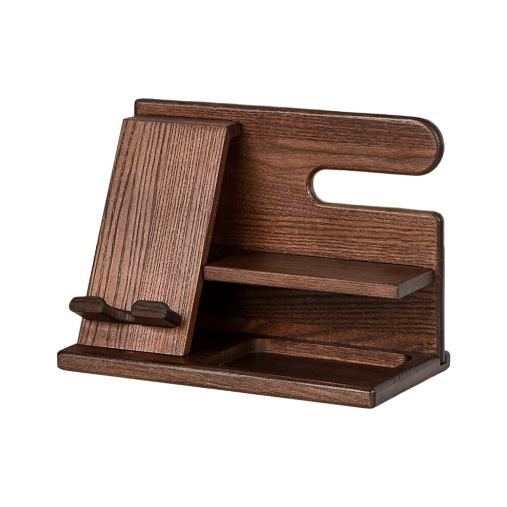 Wood Phone Docking Station,Desktop Nightstand Organizer - Birthday Gifts, Key Holder, Stand Wallet, Watch & 4712271159986