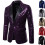 (Silver, S) Gold Sequin Blazer Korean Men's Suit Jacket Set 3