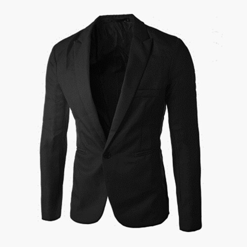 (Pink, M) Solid Color Slim Fit Single-Breasted Suit Jacket for Young Men 1