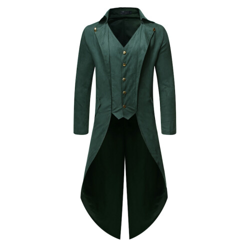 (Red, XXL) Men's Long Sleeve Solid Button Irregular Tuxedo BC7928 2