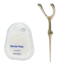 Cure-Dents en Acier Inoxydable, 50 M de Fil Dentaire Inclus, Kit de Cure-Dents Portable pour les Voyages et la Maison C