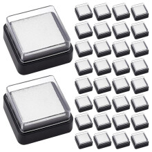 30PCS Empty Blank Ink Pad No Ink Thumbprint Sponge Ink Stamp Pad Black Quick Drying Foam Uninked Pads