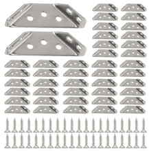 100 Piezas Universal Conector de Esquina de Muebles Esquina de Acero Inoxidable Esquina Brace con Tornillos Soportes de Estante de Ángulo de Servicio