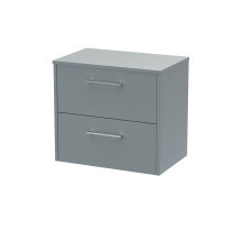 Winshill Contemporary 2 Drawer Wall Hung Vanity Unit with Worktop, Grey, 600mm
