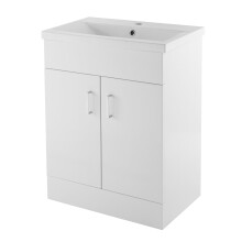 Balterley Charnes 600mm 2 Door Gloss White Floor Standing Cabinet With Basin