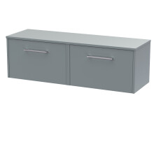 Winshill Contemporary 2 Drawer Wall Hung Vanity Unit with Worktop, Grey, 1200mm