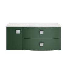 Gentleshaw Contemporary 2 Drawer Right-Hand Wall Hung Vanity Unit with White Marble Worktop, 1000mm