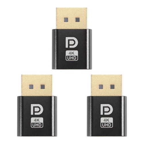 4K  Dummy Plug DP Virtual Display Adapter DP Dummy Plug EDID Headless  Emulator Accessories For PC 3Pcs 1