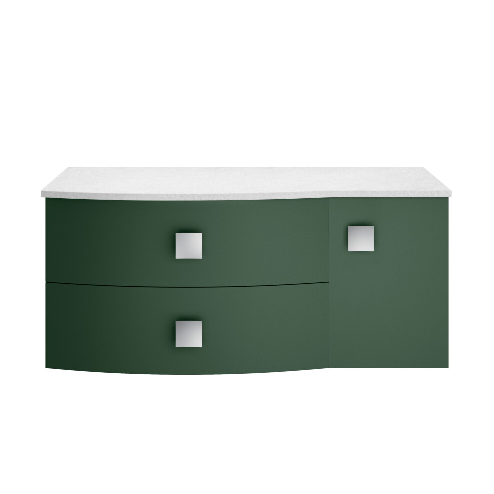 Balterley Gentleshaw Contemporary Left-Hand Wall Hung Vanity Unit With Marble Worktop, Hunter 1000Mm Green