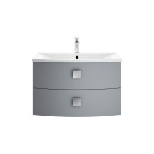 Gentleshaw Contemporary 2 Drawer Wall Hung Vanity Unit with Curved Basin, Dove Grey, 700mm