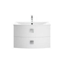 Gentleshaw Contemporary 2 Drawer Wall Hung Vanity Unit with Curved Basin, Moon White, 700mm