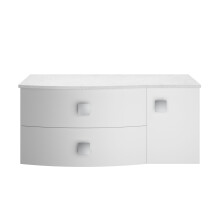 Gentleshaw Contemporary Wall Hung Vanity Unit with White Marble Worktop, Moon White, 1000mm