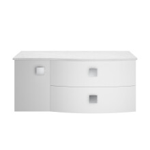Gentleshaw Contemporary 2 Drawer Right-Hand Wall Hung Vanity Unit with White Marble Worktop, Moon White, 1000mm