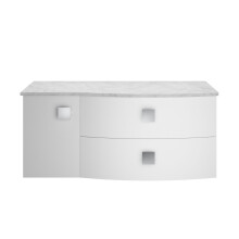 Gentleshaw Contemporary Wall Hung Vanity Unit with Grey Marble Worktop, Moon White, 1000mm