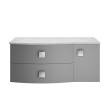 Gentleshaw Contemporary 2 Drawer Left-Hand Wall Hung Vanity Unit with Grey Marble Worktop, 1000mm