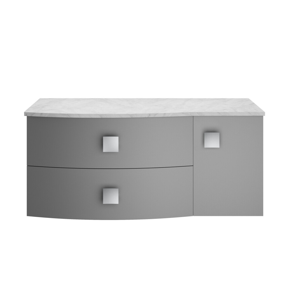 Balterley Gentleshaw Contemporary 2 Drawer Left-Hand Wall Hung Vanity Unit With Marble Worktop, 1000Mm Grey