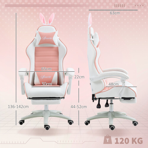Vinsetto Silla Gaming Rosa 65 x 63 x 142 cm 2
