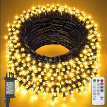 Jsdoin Christmas Tree Lights Plug in,20m 200 LED Outdoor Fairy Light Mains Powered, Waterproof Warm White String Light with Remote/8 Modes/Timer for