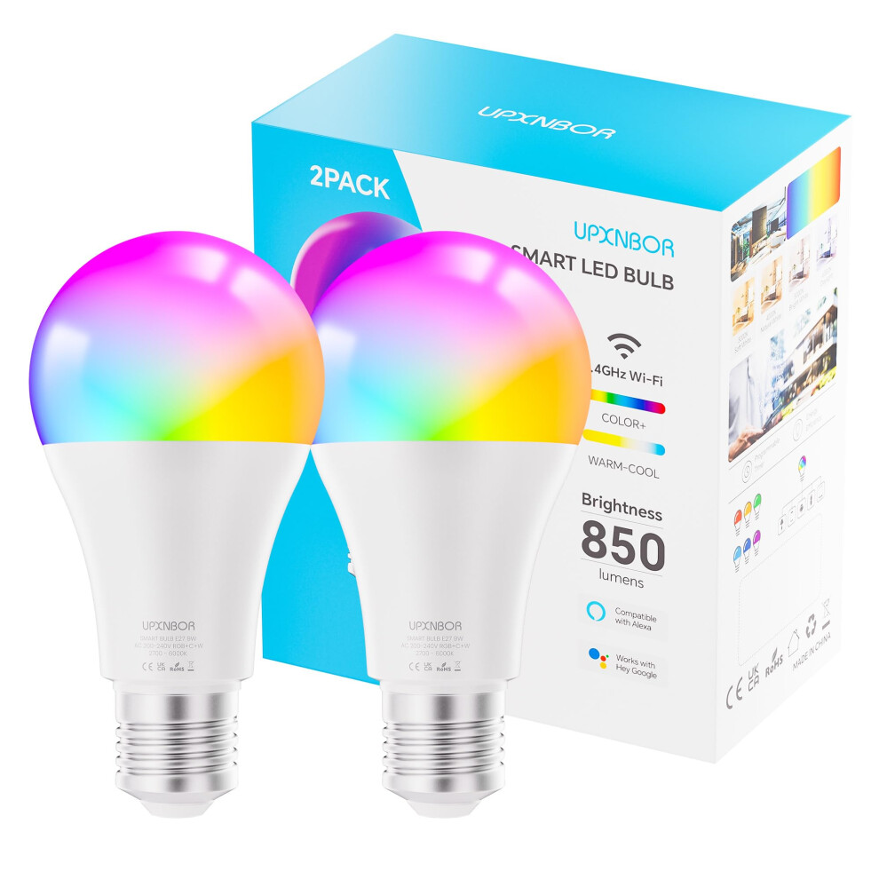 Upxnbor E27 Smart Bulb, Alexa Screw Bulb A19, Wifi Smart Bulb 9W, 16 Million Colours, Dimmable Rgb, Works With Alexa & Google Assistant, Light 5007957503689