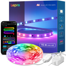 Lepro S1 AI Smart LED Strip Lights 15M RGB+IC, Works with Alexa & Google Assistant, Music Sync, Colour Changing, WiFi Bluetooth App Voice Control, Pe
