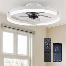 Ensenior Ceiling Fans with Lights and Remote, 50cm Flush Mount, 6 Speed & 3000K-6500K Stepless Dimmable Quiet Modern LED Fan Lights Ceiling for Bedro