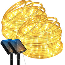btfarm 2 Pack Solar Rope Lights Outdoor Garden, 10m/33ft 100 LED PVC Tube Lights IP65 Waterproof, 8 Lighting Modes Solar String Lights for Patio Tree