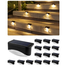 KALAHOL 16 Pack Solar Fence Lights, IP65 Waterproof LED Solar Step Lights Outdoor, Solar Lights Outdoor Garden for Stairs, Fences, Railings, Yards, P