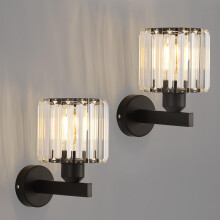 ANWIO Black Wall Lights,Bedroom Wall Lights,Wall Light for Living Room,E27 Wall Sconce Lights,Morden Crystal Wall Ceiling Light,Indoor Crystal Wall l