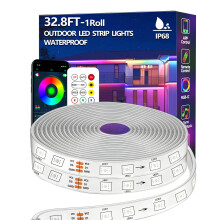 Bvokon 10M Outdoor LED Strip Light IP68 Waterproof,Outside RGB+IC Lights with App/Remote Control,Color Changing,Music Sync Rope Light for Balcony,Dec