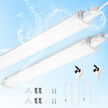 BrightFly 4FT LED Batten Light with UK Plug, 115cm 3420lm 6500K IP65 Waterproof Plug-in Ceiling Light for Shed Loft Workshop Office Bedroom Kitchen (