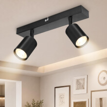Dehobo Ceiling Light - Spotlight Ceiling Bar in Matt Black - Ceiling Lights Spotlights with GU10 Socket Industrial 2 Way Light Ceiling Indoor Spot Li