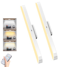 Vlio Dimmable LED Under Cabinet Kitchen Lights, 3 Colors Adjustable Stick on Light, Touch Remote Control, USB Rechargeable Battery Display Lights for