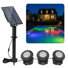 T-SUN Solar Pond Lights (Set of 3) RGB Submersible Underwater Pond Lights Color Changing with 6 LEDs Each IP68 Waterproof Landscape Spotlight for Pon