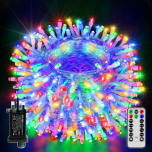 Ollny Christmas Tree Lights, 30m 300 LED Fairy Light Mains Powered, Waterproof Outdoor String Light with Remote/Plug/Modes/Timer, Bright Multicolour