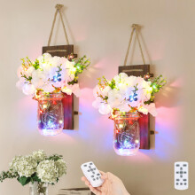 Glighone Mason Jar Wall Light Wall Decor, 2 Pack