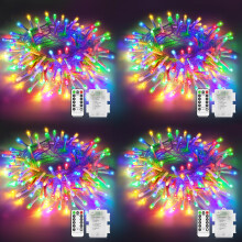 4 Pack Outdoor Christmas Lights Battery Fairy Lights Total 40M 400 LED Multicoloured String Lights Waterproof with Remote Timer 8 Modes for Indoor Ou