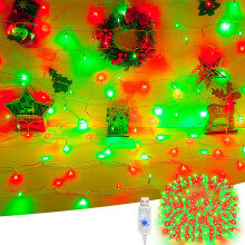 Etopgo USB Fairy Lights,10M100LED Christmas Red Green String Lights,8 Modes Indoor Outdoor USB Christmas Lights for Xmas Bedroom,Garden,Party Room De