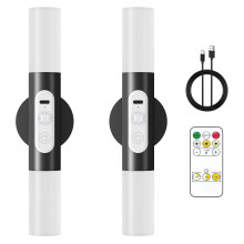 Hensam Motion Sensor Wall Lights with Remote Control, LED Rechargeable Battery Operated Wall Sconces Set of Two for Bedroom, Indoor Wireless Wall Lam