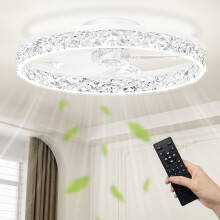 CHINLY 50CM LED Ceiling Fan with Lights, Flush Mount Ceiling Fans w/APP Remote,3000K/4500K/6000K Stepless Dimmable Low Profile Ceiling Fan, 6 Speeds