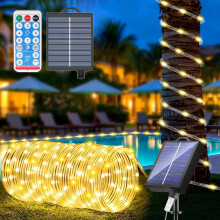 Kousee Outdoor Solar LED Rope Lights, IP65 Waterproof Rope Light 72.2ft 200LEDs Solar Decoration Lights with 8 Lighting Modes, Rope Fairy Light for G