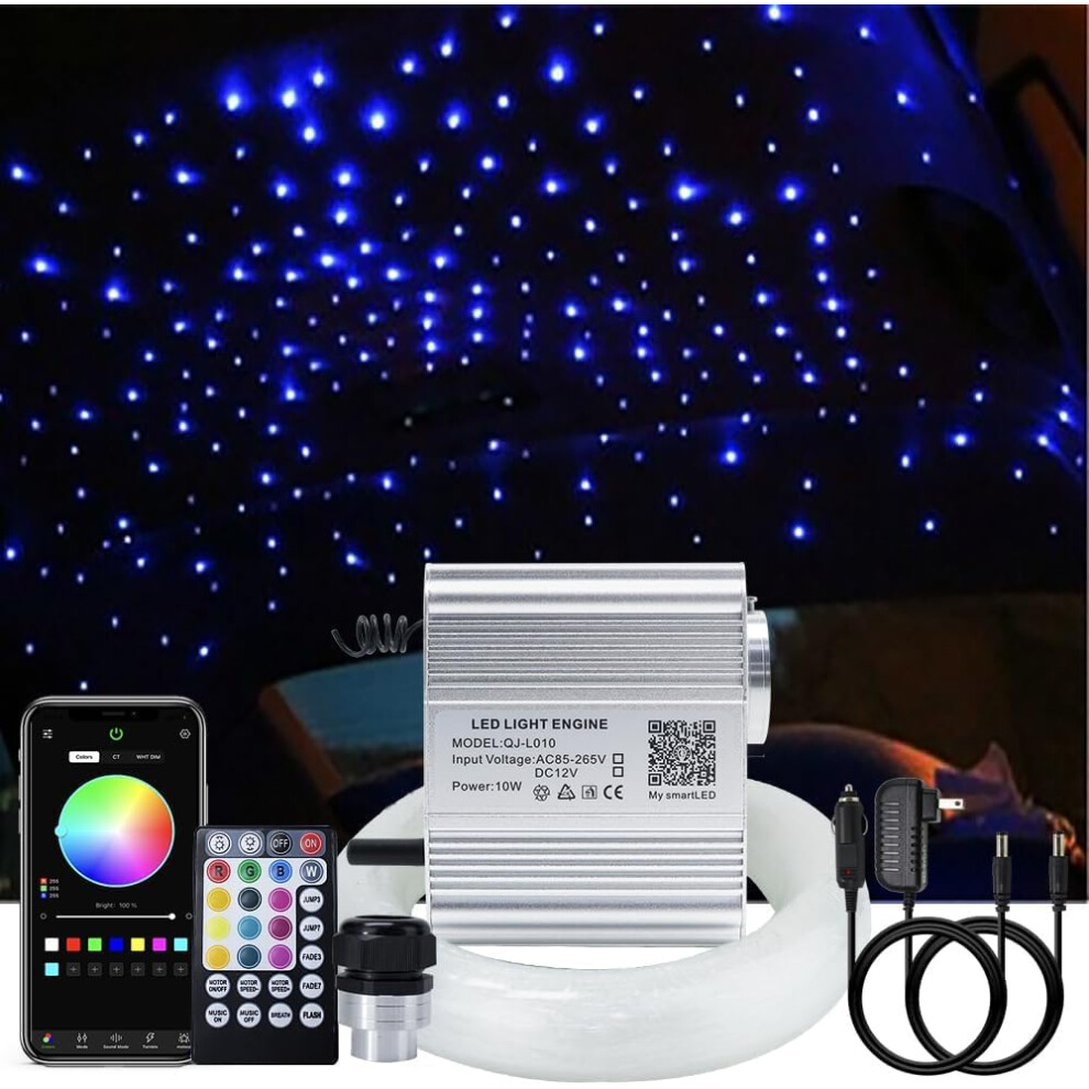Callsky 10W Car Home Use Twinkle Bluetooth App Fiber Optic Star Ceiling Kit, Rgbw Sound Activated Led Engine Driver + Cables, 150Pcs*0.03In/0.7 Light 5005153460317
