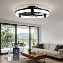 Ceiling Fans with Lights and Remote, 50cm Low Profile LED Ceiling Fan Light, 6 Speeds Dimmable 3000K-6500K, Smart App & Remote Control, Reversible DC