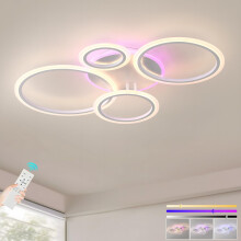 ZAITINZ Dimmable LED Ceiling Lights with Remote Control,50W Flush Mount Lighting Fixture with 4 White Rings,Chandeliers Ceiling Light for Living Room