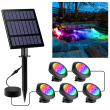 NATPOW Solar Pond Lights, RGB Landscape Spotlights Color Changing, IP68 Underwater Pond Light Submersible LED Lights for Fish Aquarium Tank Garden Ya