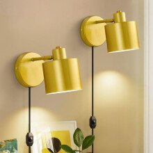 Glowlit Plug in Wall Lights with Switch for Bedroom Set of 2, Plug in Wall Lamp Dimmable, 360 Rotatable Living Room Wall Lighting Fixtures, Gold, Me