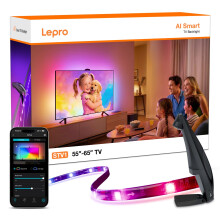 Lepro STV1 AI Smart TV Backlight with Ultrawide Camera for 55-65 Inch TVs, LightIMS Instant Sync, True-to-Screen Colour, LED Lights for TV Gaming Hom