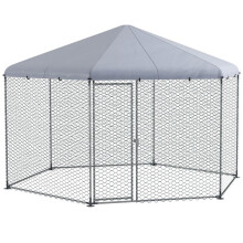 Recinto exterior para gallinero, 10 m², corral vallado, 400 x 346 x 263 cm - espacio cubierto