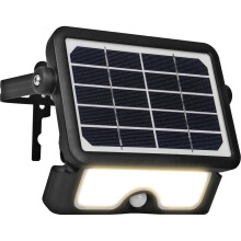 Luceco Solar Powered LED Outdoor Floodlight with PIR Motion Sensor, Security Light, Exterior Lighting, Angular Design, Adjustable, Guardian, Black, I